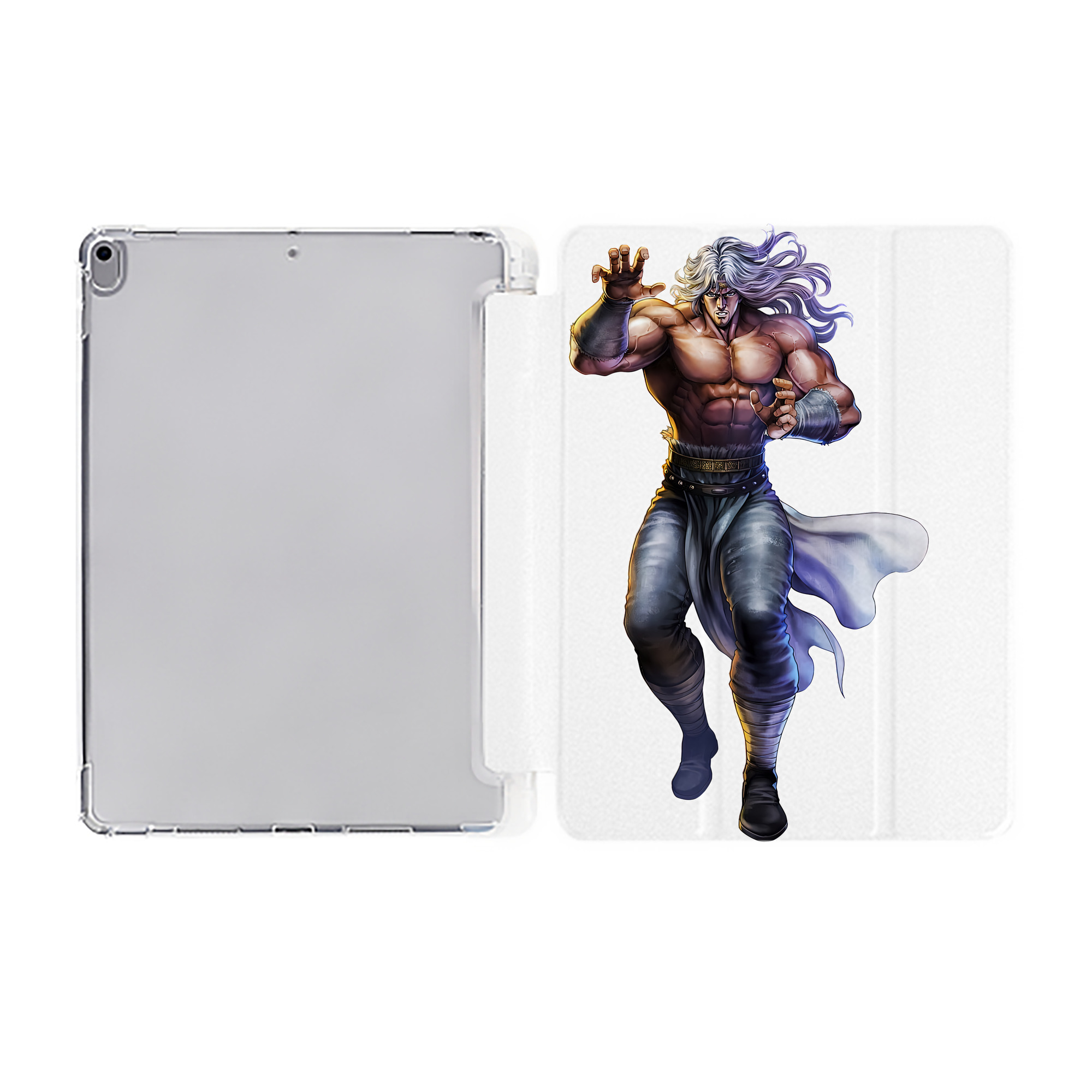 （画像用） 北斗の拳 Fist of the North Star IPad ケース ペン収納付き 三つ折りスタンド PUレザー×シリコン 対応機種9.5/10.5/10.9インチ